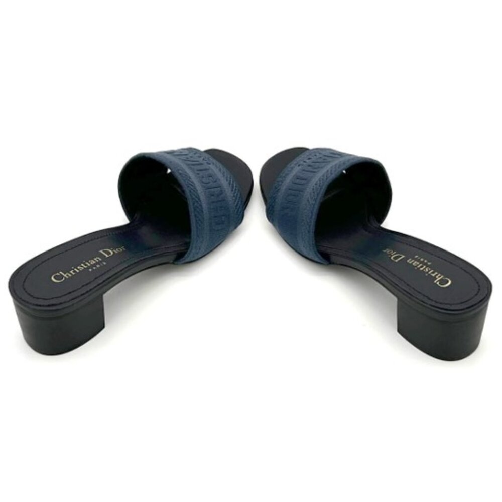 NIB-Christian Dior Dway Heeled Slide - Deep Blue - Sz 39/8.5 - Picture 4 of 6